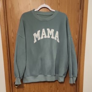 Amazon Women's Blue Sweatshirt with 'MAMA' Print